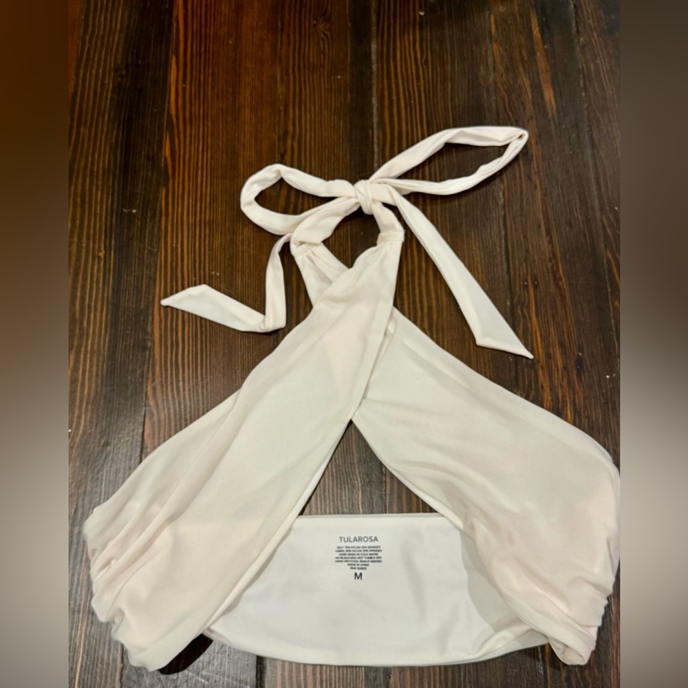 Tularosa Cher Bikini Top and Bottoms in White Mesh, both Size Medium - Picture 11 of 16